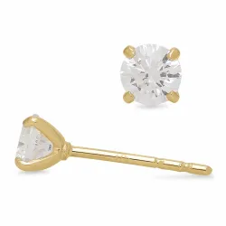 4 mm øredobber i 9 karat gull med zirkon