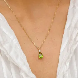 dråpe grønn anheng i 9 karat gull - Gold Collection