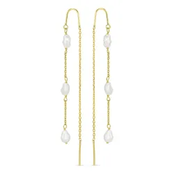 lange perle kjedeøreringer i 9 karat gull - Gold Collection