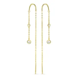 kjedeøreringer i 9 karat gull med zirkon - Gold Collection