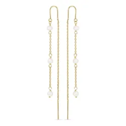 lange perle kjedeøreringer i 9 karat gull - Gold Collection