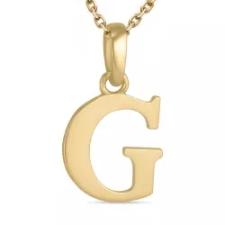 bokstav g halskjede i forgylt sølv med anheng i 9 karat gull - My Letter