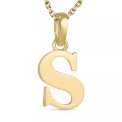 bokstav s halskjede i gullbelagt legering med anheng i 9 karat gull - My Letter