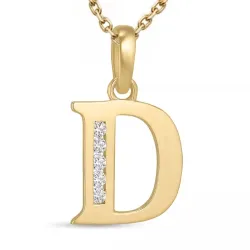 bokstav d zirkon halskjede i gullbelagt legering med anheng i 9 karat gull - My Letter