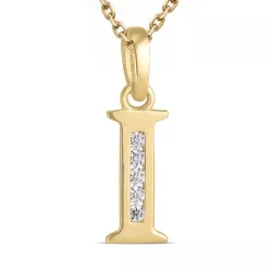 bokstav i zirkon halskjede i forgylt sølv med anheng i 9 karat gull - My Letter