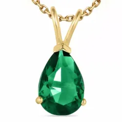 dråpe smaragd halskjede i forgylt sølv med anheng i 9 karat gull - Gold Collection