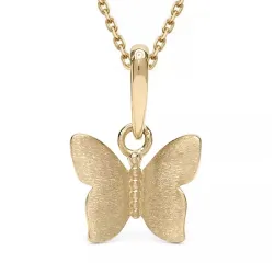 sommerfugl halskjede i forgylt sølv med anheng i 9 karat gull - Gold Collection