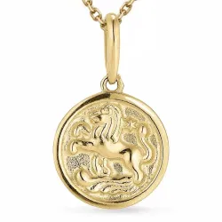 stjernetegn løven halskjede i forgylt sølv med anheng i 9 karat gull - Gold Collection