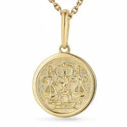 stjernetegn vekten halskjede i forgylt sølv med anheng i 9 karat gull - Gold Collection