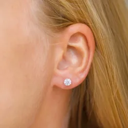 5 mm runde øredobber i 14 karat gull med zirkon - Gold Collection