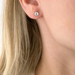 4,5 mm runde øredobber i 14 karat gull med zirkon - Gold Collection