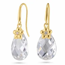 blomst øredobber i 14 karat gull med zirkon - Gold Collection