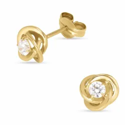 runde øredobber i 14 karat gull med zirkon - Gold Collection