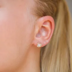 runde øredobber i 14 karat gull med zirkon - Gold Collection