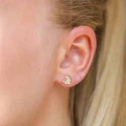 kanin ørestikker i 14 karat gull med zirkon - Gold Collection