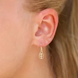 dråpe gulløredobb i 14 karat gull med zirkon - Gold Collection