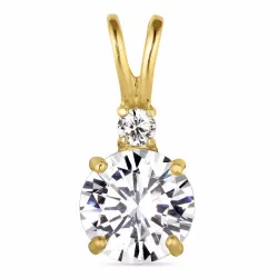 hvit zirkon anheng i 14 karat gull - Gold Collection