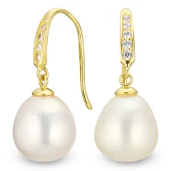 perle øredobber i 14 karat gull med zirkon - Gold Collection
