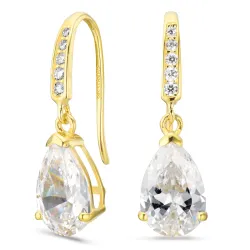 dråpeformede øredobber i 14 karat gull med zirkon - Gold Collection