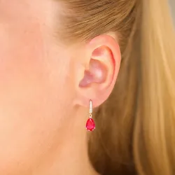 dråpeformede øredobber i 14 karat gull med rubin og zirkon - Gold Collection