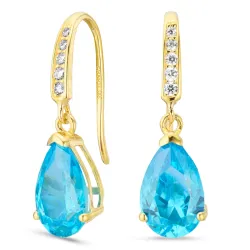 dråpeformede øredobber i 14 karat gull med topas og zirkon - Gold Collection