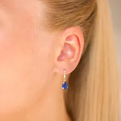 dråpeformede øredobber i 14 karat gull med safir og zirkon - Gold Collection