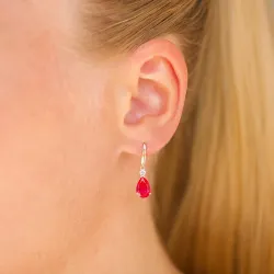 dråpeformede øredobber i 14 karat gull med rubin og zirkon - Gold Collection