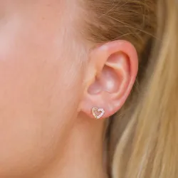 hjerte øredobber i 14 karat gull med zirkon - Gold Collection