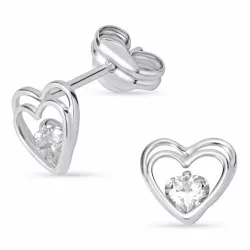 hjerte øredobber i 14 karat hvitt gull med 