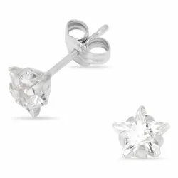 stjerne øredobber i 14 karat hvitt gull med