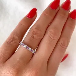rosa safir diamantring i 14 karat hvitt gull 0,24 ct 0,45 ct