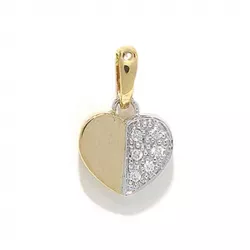 hjerte diamant anheng i 14 karat gull og hvitt gull 0,04ct ct