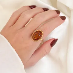 rav ring i forgylt sølv