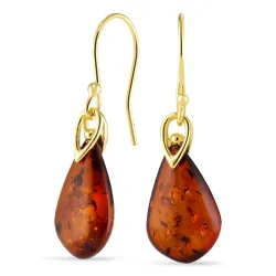 rav øredobber i forgylt sølv