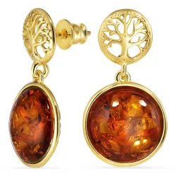 rav øredobber i forgylt sølv