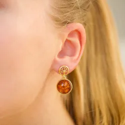 rav øredobber i forgylt sølv