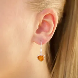 hjerte rav øredobber i sølv