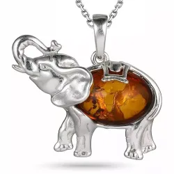 elefant rav halskjede i sølv med anheng i sølv