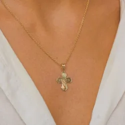 15 x 25 mm dagmarkors i 14 karat gull - Amoré