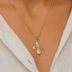 18 x 30 mm dagmarkors i 14 karat gull - Amoré