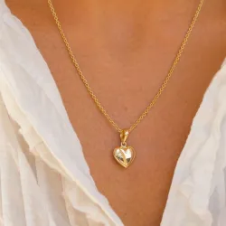 11,5 x 13 mm hjerte anheng i 14 karat gull - Amoré