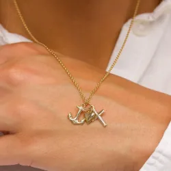 tro-håp-kjærlighet anheng i 14 karat gull - Amoré