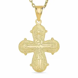 18 x 30 mm dagmarkors halskjede i forgylt sølv med anheng i 14 karat gull - Amoré