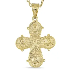 18 x 30 mm dagmarkors halskjede i forgylt sølv med anheng i 14 karat gull - Amoré