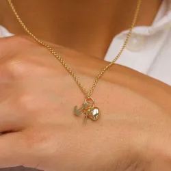 tro-håp-kjærlighet halskjede i forgylt sølv med anheng i 14 karat gull - Amoré