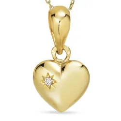 hjerte halskjede i forgylt sølv med anheng i 8 karat - Amoré