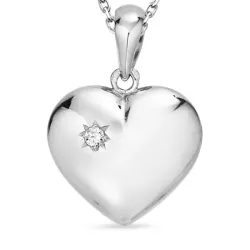 hjerte halskjede i sølv med anheng i sølv - Amoré