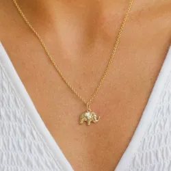 elefant halskjede i forgylt sølv med anheng i 8 karat - Gold Collection