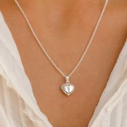 12 x 18 mm hjerte anheng med halskjede i sølv med anheng i sølv - Amoré