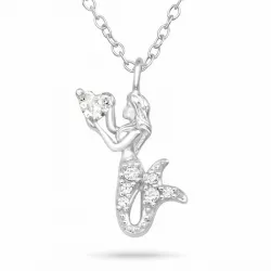 havfrue zirkon halskjede i sølv med anheng i sølv